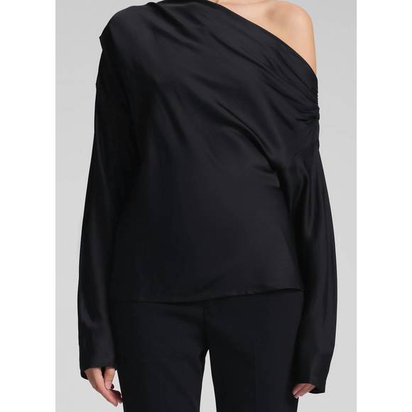 NEW piper satin off the shoulder top in black